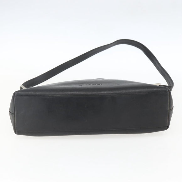 CHANEL Shoulder Bag Leather Black Silver CC Auth BA9339