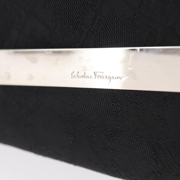 Salvatore Ferragamo Shoulder Bag Canvas Black Silver Auth BA9340