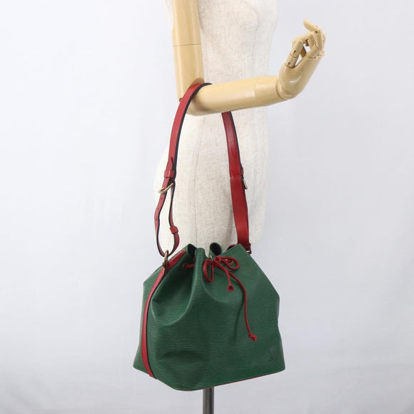 LOUIS VUITTON Epi Petit Noe Umhängetasche Bicolor Grün Rot M44147 LV Auth BA9341