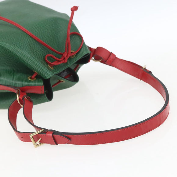 LOUIS VUITTON Epi Petit Noe Umhängetasche Bicolor Grün Rot M44147 LV Auth BA9341