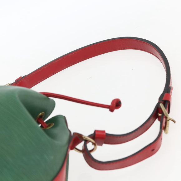 LOUIS VUITTON Epi Petit Noe Umhängetasche Bicolor Grün Rot M44147 LV Auth BA9341