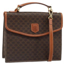 CELINE Macadam Canvas Hand Bag PVC Leather 2way Brown Gold Auth BA9343-1
