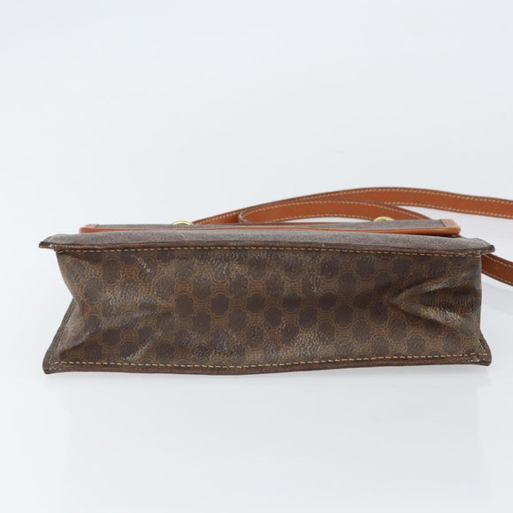 CELINE Macadam Canvas Hand Bag PVC Leather 2way Brown Gold Auth BA9343