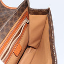 CELINE Macadam Canvas Hand Bag PVC Leather 2way Brown Gold Auth BA9343-21