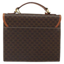 CELINE Macadam Canvas Hand Bag PVC Leather 2way Brown Gold Auth BA9343-2