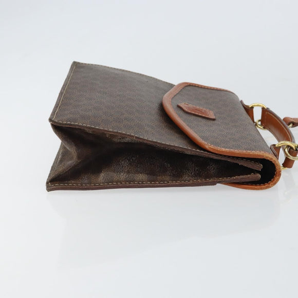 CELINE Macadam Canvas Hand Bag PVC Leather 2way Brown Gold Auth BA9343