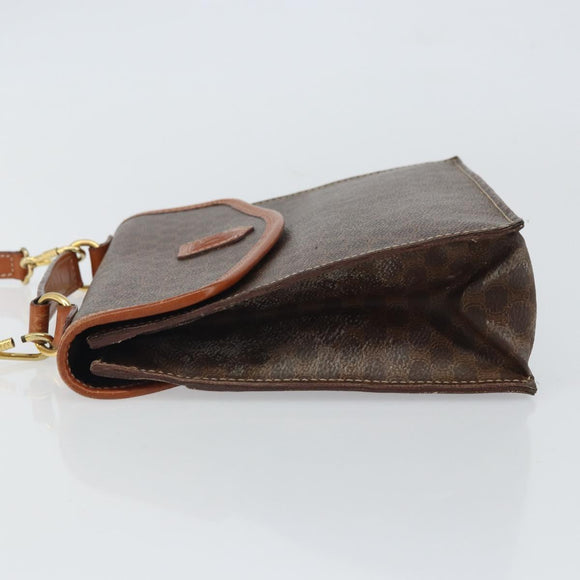 CELINE Macadam Canvas Hand Bag PVC Leather 2way Brown Gold Auth BA9343