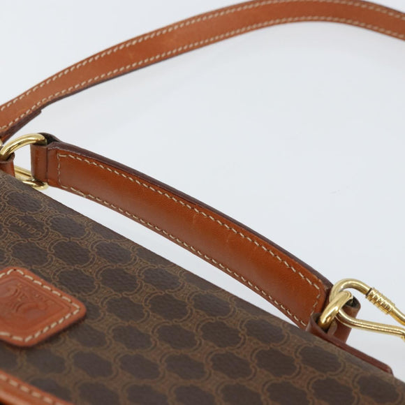 CELINE Macadam Canvas Hand Bag PVC Leather 2way Brown Gold Auth BA9343