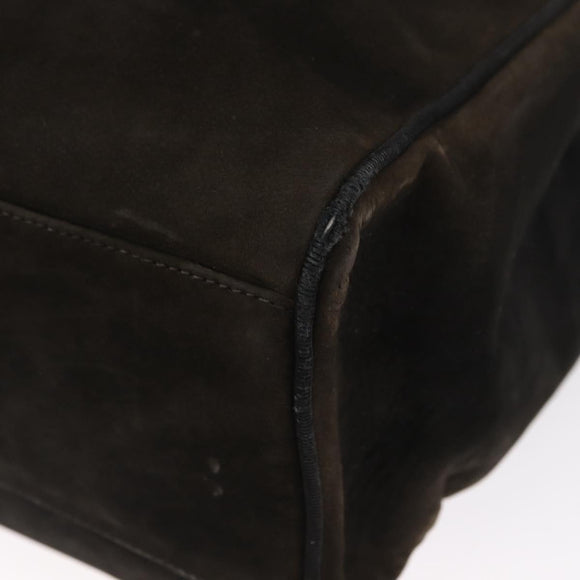 Salvatore Ferragamo Tote Bag Suede Black Gold Auth BA9344