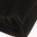 Salvatore Ferragamo Tote Bag Suede Black Gold Auth BA9344-15