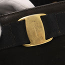 Salvatore Ferragamo Tote Bag Suede Black Gold Auth BA9344-17