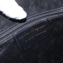 Salvatore Ferragamo Tote Bag Suede Black Gold Auth BA9344-12