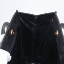 Salvatore Ferragamo Tote Bag Suede Black Gold Auth BA9344-18