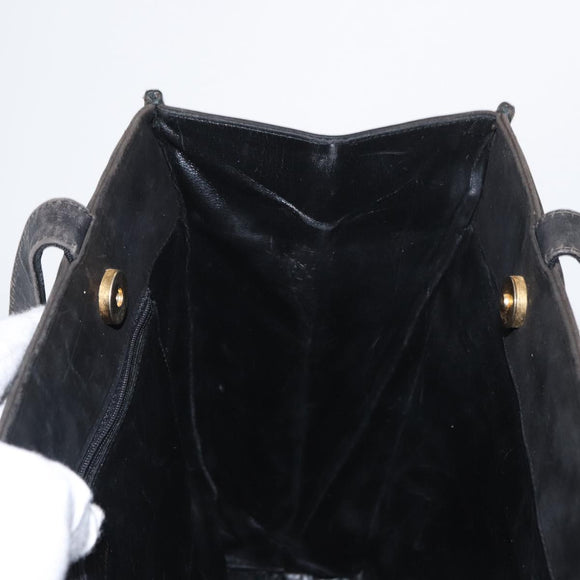 Salvatore Ferragamo Tote Bag Suede Black Gold Auth BA9344