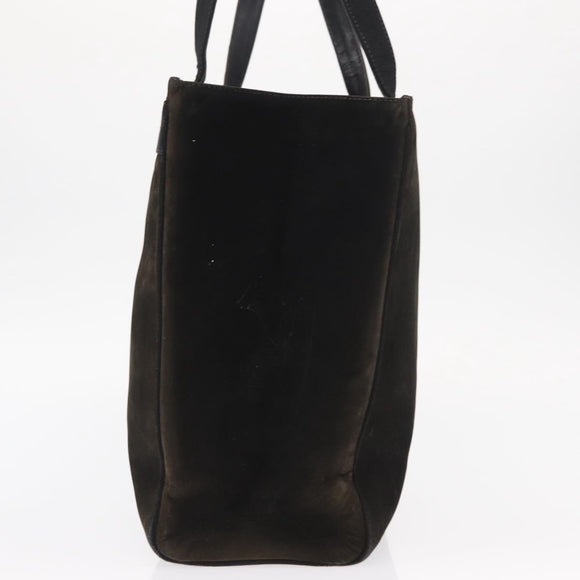 Salvatore Ferragamo Tote Bag Suede Black Gold Auth BA9344