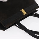 Salvatore Ferragamo Tote Bag Suede Black Gold Auth BA9344-6