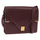 CARTIER Umhängetasche Must Line Leder Bordeaux Gold Auth BA9345-1