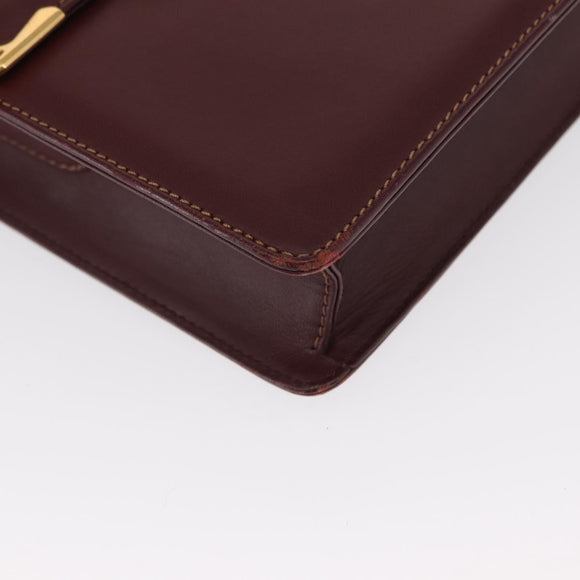 CARTIER Umhängetasche Must Line Leder Bordeaux Gold Auth BA9345