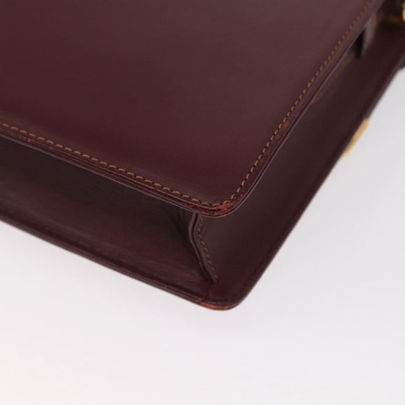 CARTIER Umhängetasche Must Line Leder Bordeaux Gold Auth BA9345