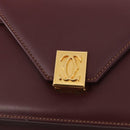 CARTIER Must Line Shoulder Bag Leather Bordeaux Gold Auth BA9345-17