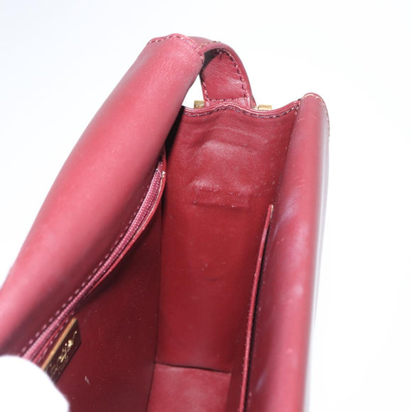 CARTIER Umhängetasche Must Line Leder Bordeaux Gold Auth BA9345