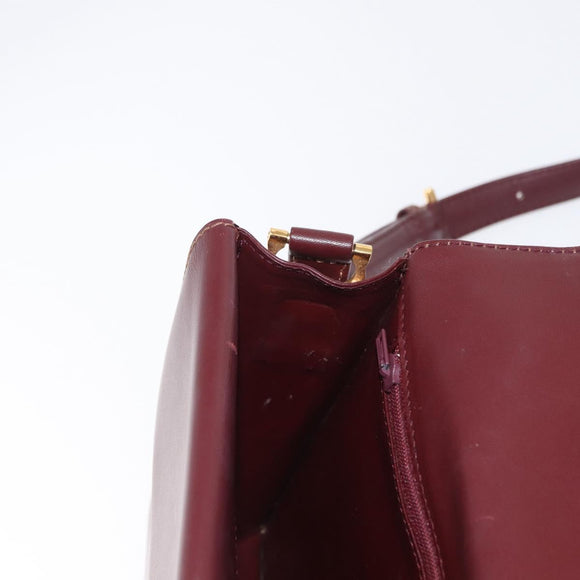 CARTIER Must Line Shoulder Bag Leather Bordeaux Gold Auth BA9345