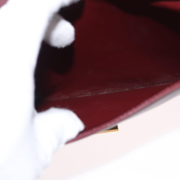 CARTIER Umhängetasche Must Line Leder Bordeaux Gold Auth BA9345