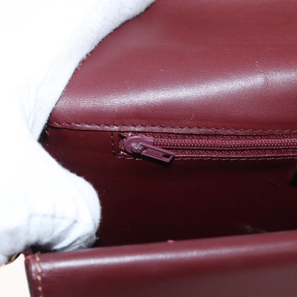 CARTIER Umhängetasche Must Line Leder Bordeaux Gold Auth BA9345