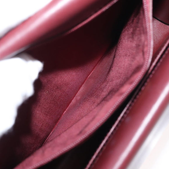 CARTIER Must Line Shoulder Bag Leather Bordeaux Gold Auth BA9345