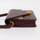 CARTIER Must Line Shoulder Bag Leather Bordeaux Gold Auth BA9345-4