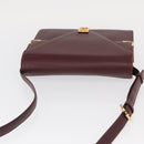 CARTIER Must Line Shoulder Bag Leather Bordeaux Gold Auth BA9345-6