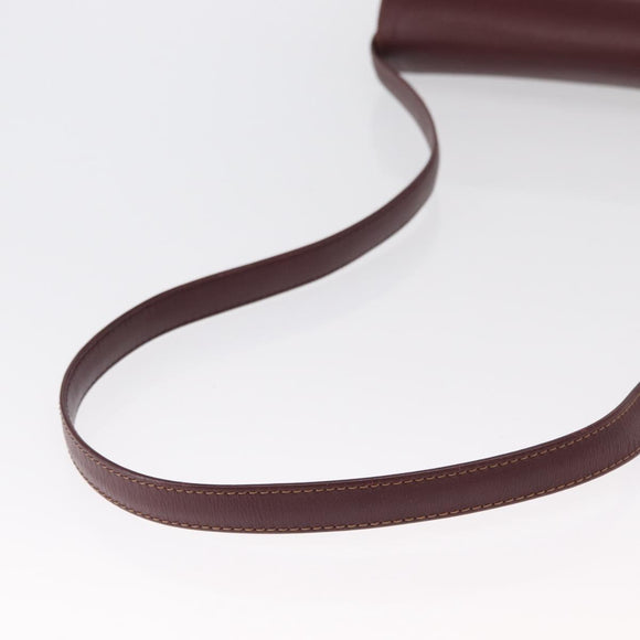 CARTIER Must Line Shoulder Bag Leather Bordeaux Gold Auth BA9345