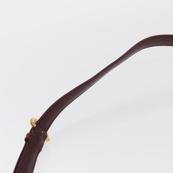 CARTIER Must Line Shoulder Bag Leather Bordeaux Gold Auth BA9345