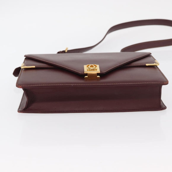 CARTIER Umhängetasche Must Line Leder Bordeaux Gold Auth BA9345