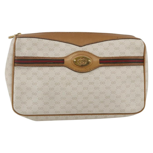 GUCCI Micro GG Canvas Web Sherry Line Clutch Bag White 014 904 0018 Auth BA9347