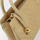 CHANEL V Stitch Hand Bag Leather Beige Gold CC Auth BA9348-14