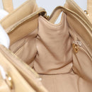 CHANEL V Stitch Hand Bag Leather Beige Gold CC Auth BA9348-17