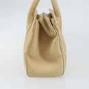 CHANEL V Stitch Hand Bag Leather Beige Gold CC Auth BA9348-5