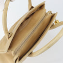 CHANEL V Stitch Hand Bag Leather Beige Gold CC Auth BA9348-6