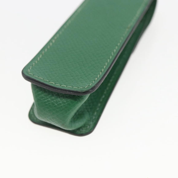 HERMES Accessory Case Pouch Leather Green Auth BA9354