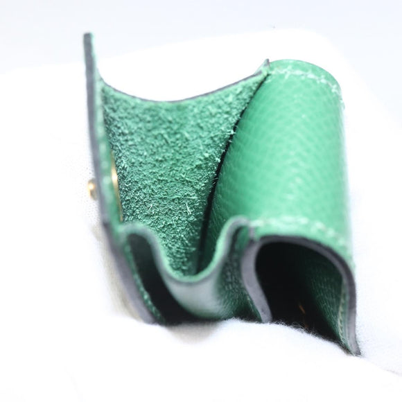 HERMES Accessory Case Pouch Leather Green Auth BA9354