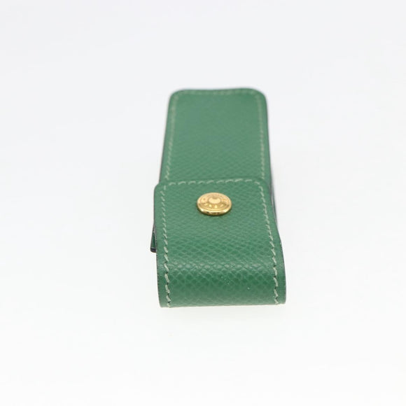 HERMES Accessory Case Pouch Leather Green Auth BA9354