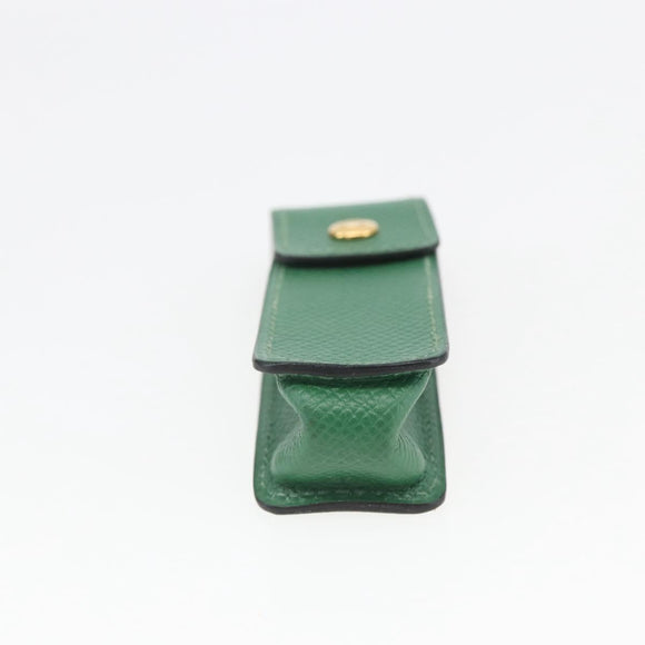 HERMES Accessory Case Pouch Leather Green Auth BA9354