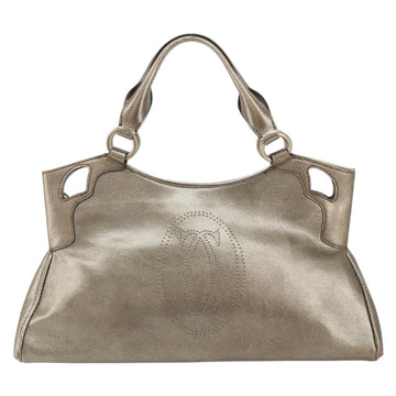 CARTIER Marcello Hand Bag Leather Gold Tone Auth BA9358 - 0