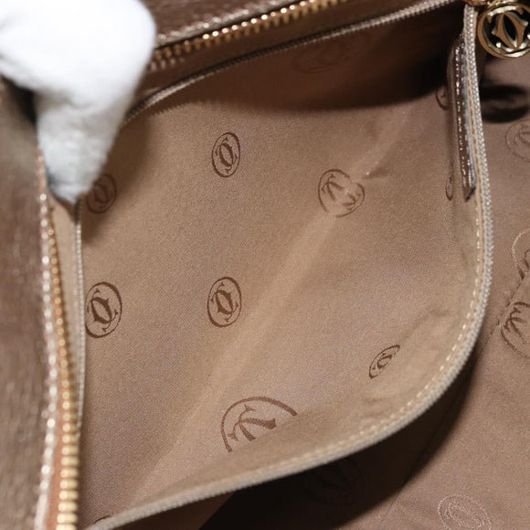 CARTIER Marcello Hand Bag Leather Gold Tone Auth BA9358