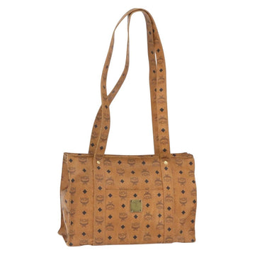MCM Logogram Vicetos Tote Bag PVC Brown Gold Auth BA9359