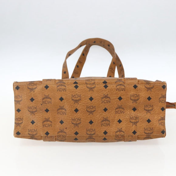 MCM Logogram Vicetos Tote Bag PVC Brown Gold Auth BA9359