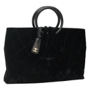 CHANEL Matelasse Hand Bag Suede Black CC Auth BA936-1