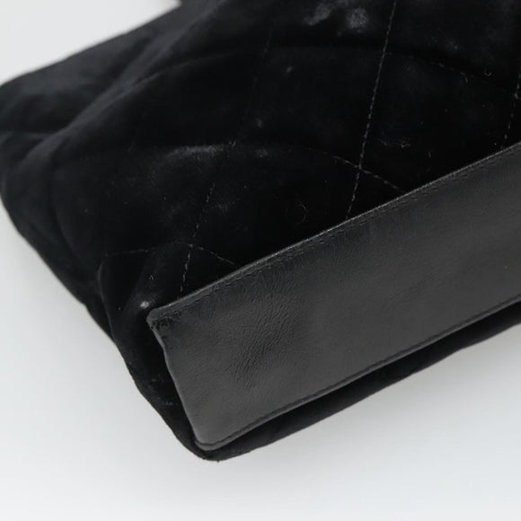CHANEL Matelasse Hand Bag Suede Black CC Auth BA936
