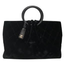 CHANEL Matelasse Hand Bag Suede Black CC Auth BA936-13